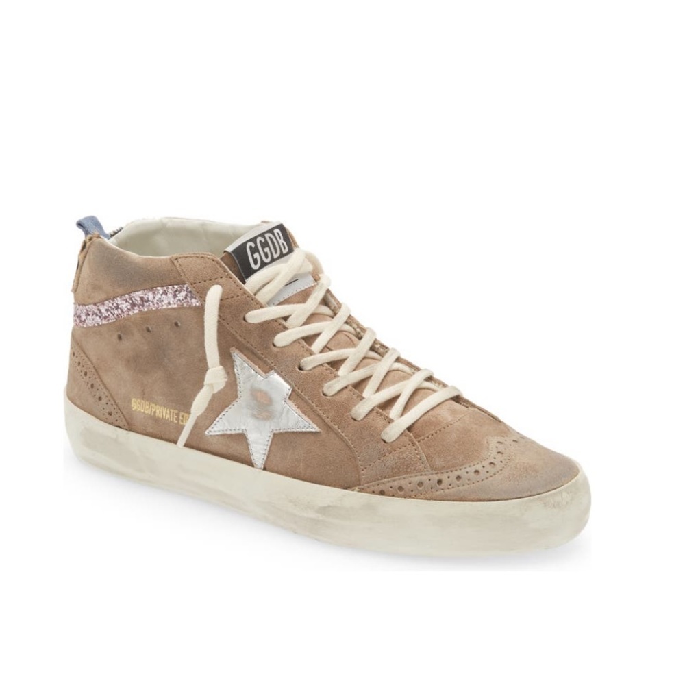 EUC Golden Goose Mid Star Brown/Leo/Silver Suede Sneakers Size 36
